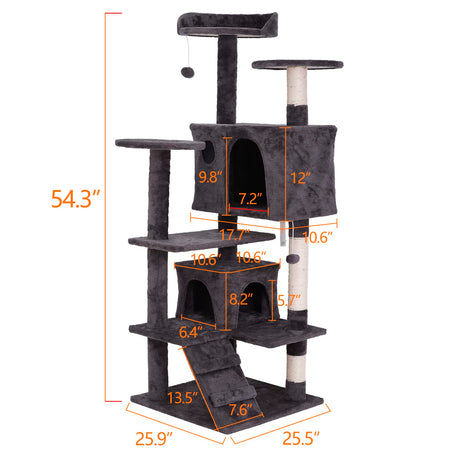 ZENY 54 Inch Cat Tree, Indoor Cat Tower Condo, Multi-Level Cat House