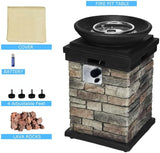 Propane Firebowl Column, 40,000 BTU Gas Fire Pit,Ledgestone Firepit