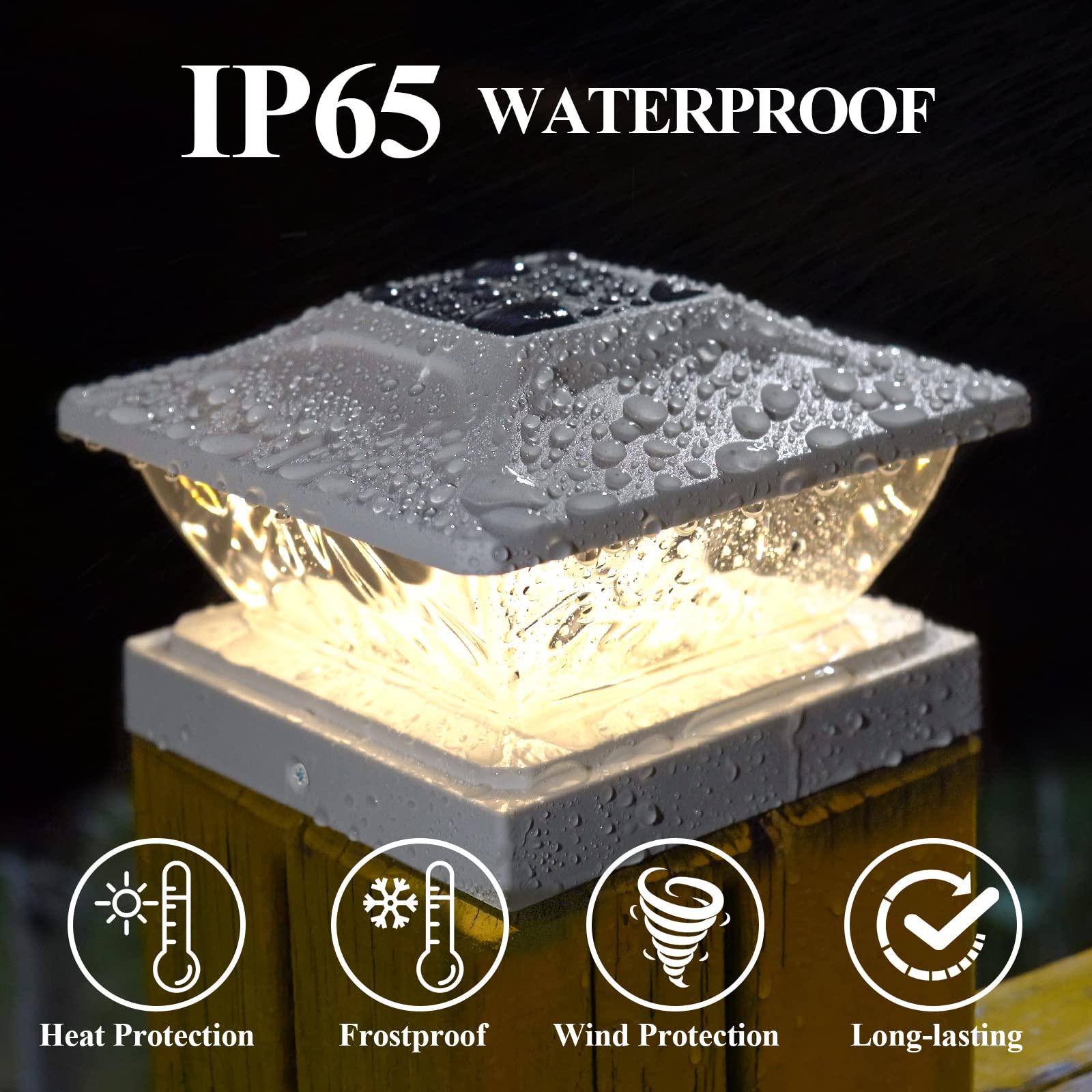 Solar Post Cap Lights Outdoor: 8 Pack Bright 2 Modes LED Fence Deck Lights