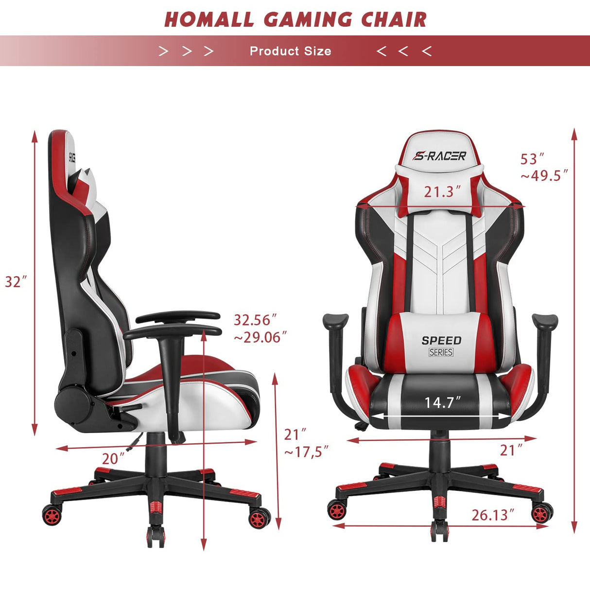 Gaming Chair Racing Style High-Back PU Leather Office Chair Computer Desk Chair Executive and Ergonomic Swivel Chair