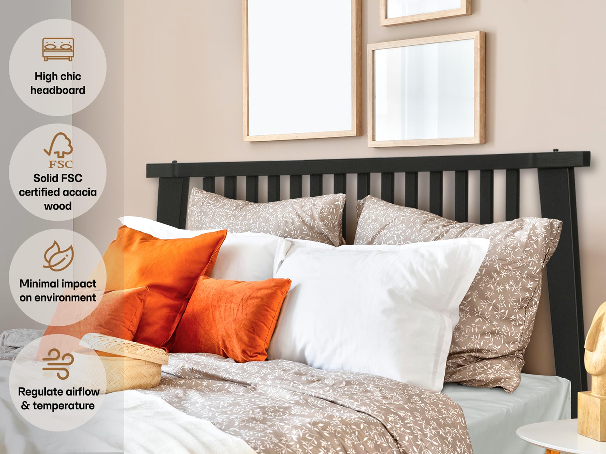 Kaylin Bed Frame with Headboard Solid Wood Platform Bed