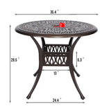 35" Outdoor Dining Table, Patio Cast Aluminum Table, Bistro Round Table