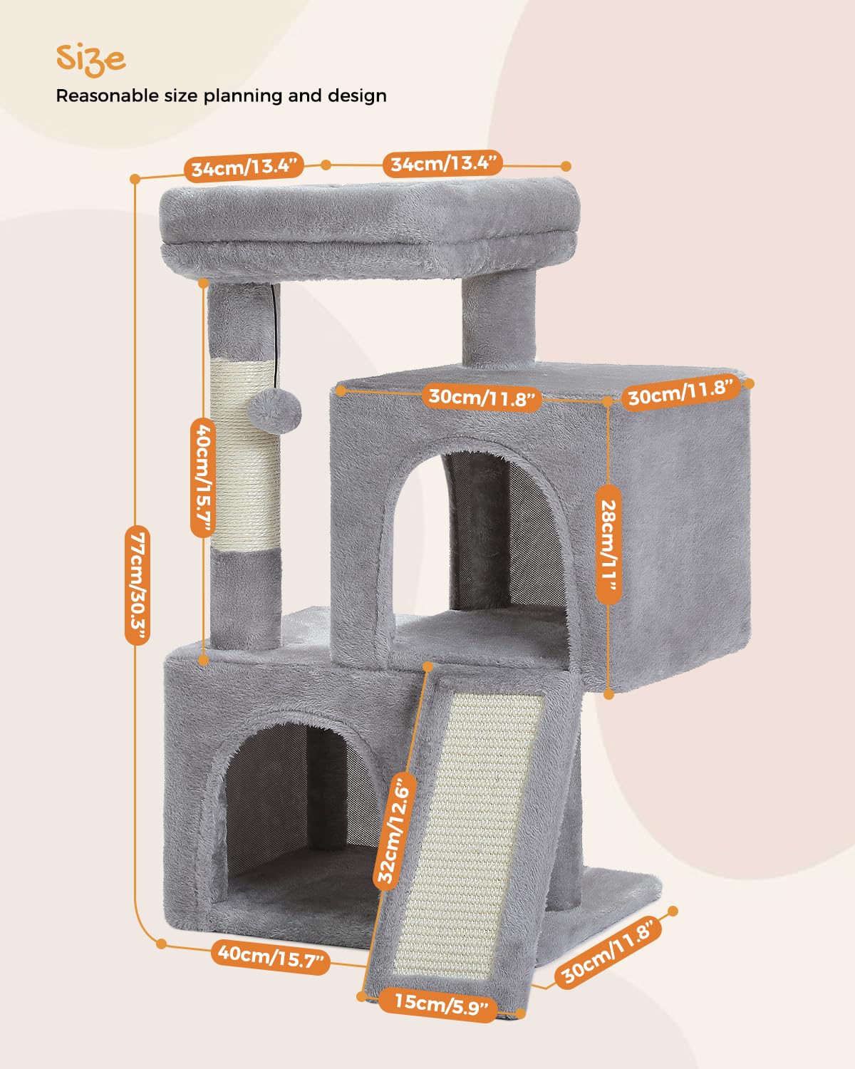 Cat Tree 30 Inches Cat Tower with Dual Condos