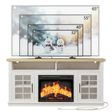 Fireplace TV Stand with Power Outlet and LED Light