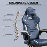 Gaming Chair with Footrest and Massage Lumbar Support