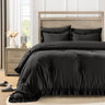 Queen Bed in a Bag 7 Pieces Comforter Set Queen, Ruffle Bedding Comforter Set Black