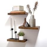 Floating Shelves, Stylish Rustic Wooden Wall Shelves with Invisible Brackets, Versatile