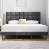 King Bed Frame Upholstered Platform with Headboard and Strong Wooden Slats,Non-Slip