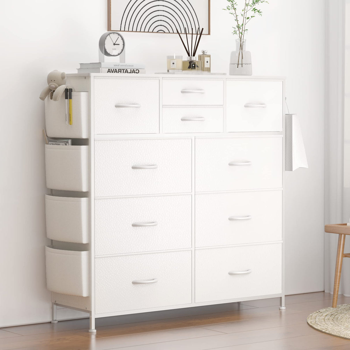 White Dresser for Bedroom with 10 Drawers Chest of Drawers