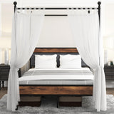 Canopy Bed Frames Full Size Metal Platform with Charging Station, Headboard and Footboard