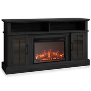 Traditional 58" Rustic TV Stand with 23" Electric Fireplace Heater