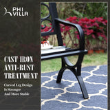 50-Inch Cast Iron Steel Frame Garden Bench Outdoor Chair w/Floral