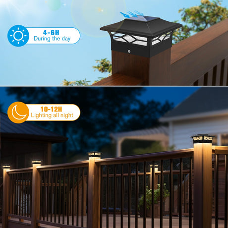 Solar Post Cap Lights 12pack, Waterproof Solar  Deck Fence Post Lights