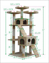 72" Tall Extra Large Cat Tree Kitty Tower Condo Cat House