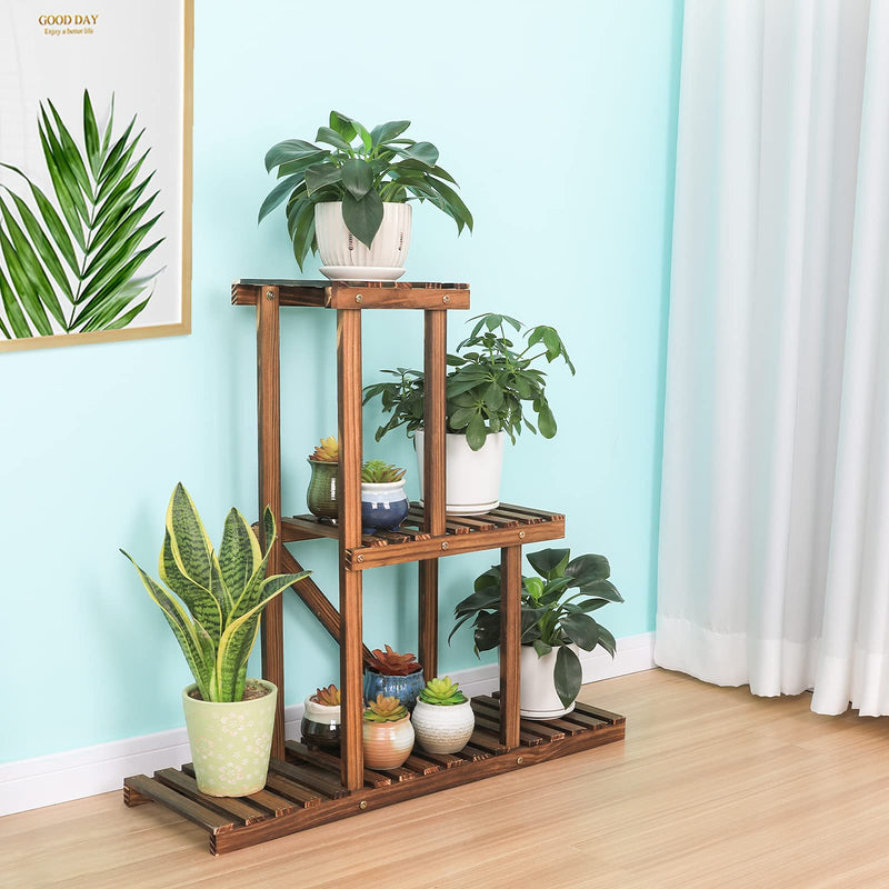 3 Tier Wood Plant Stand Indoor Outdoor Vertical Display Shelf Flower Pot Holder