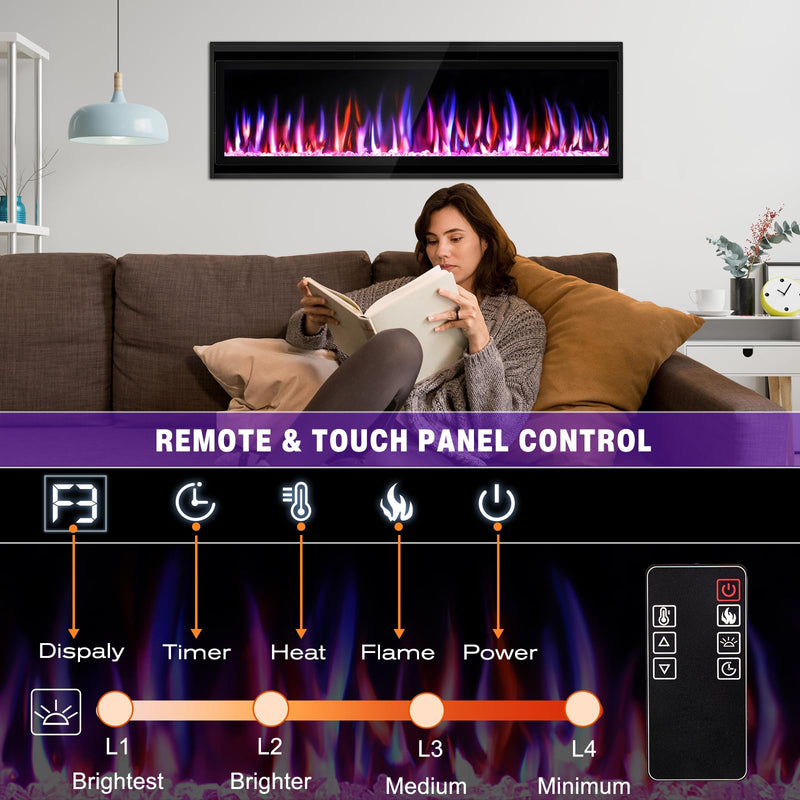 Wall Recessed and Wall Mounted Fireplace Heater