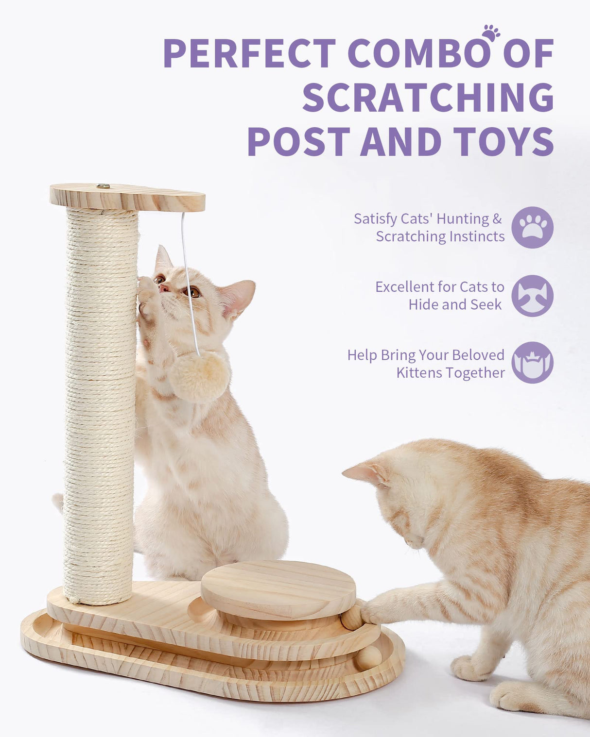 Cat Scratching Post Cat Scratcher Toy Wooden Tw