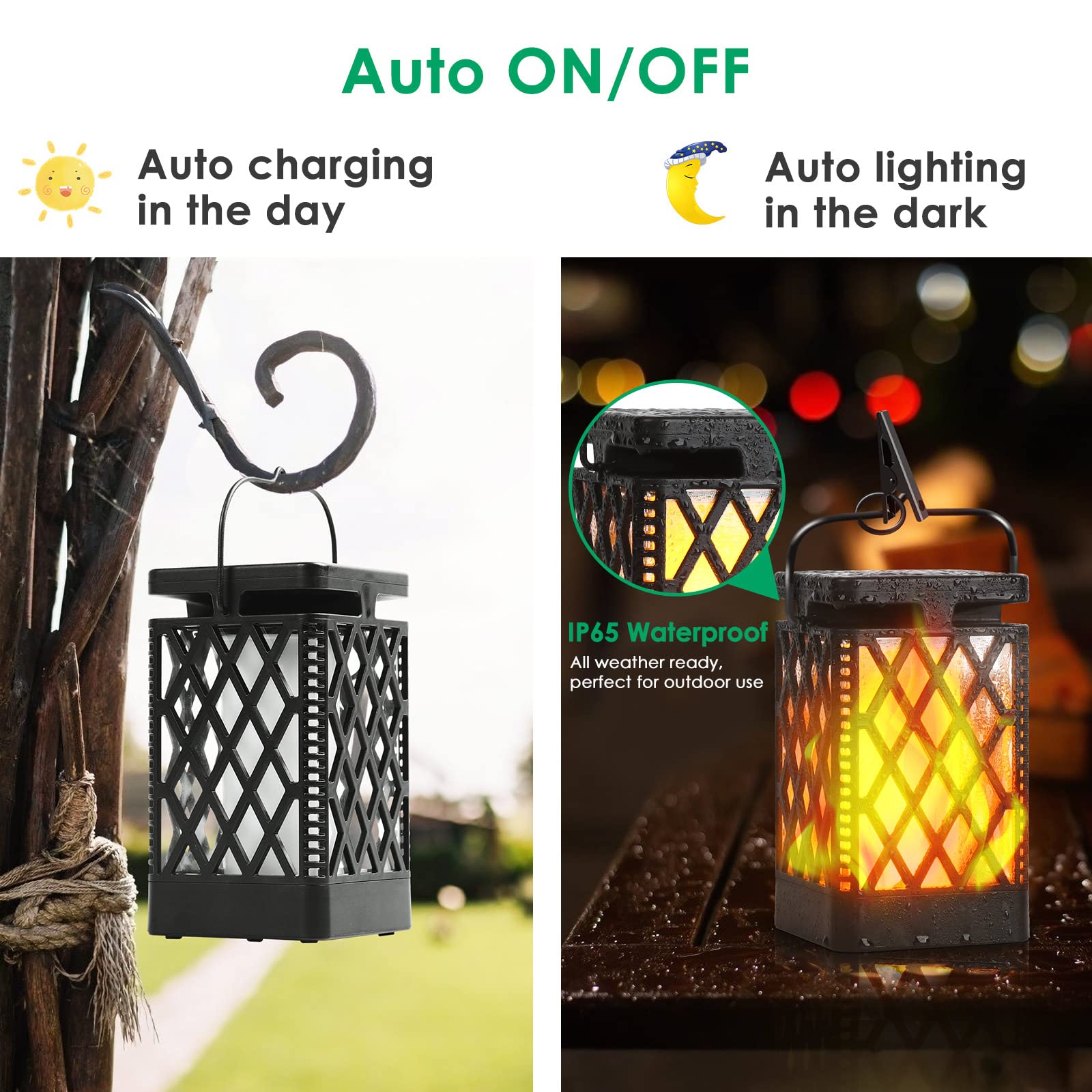 Solar Lights Flickering Flame Solar Lantern  Hanging Lanterns Decorative