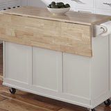 Mobile Kitchen Island Cart with Wood Drop Leaf Breakfast Bar