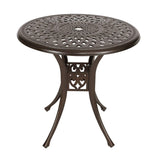 31” Round Cast Aluminum Dining Table, Outdoor Patio Retro Bistro Table