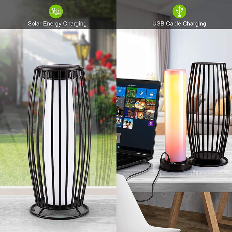 Outdoor Solar Lantern Indoor&Outdoor Floor Lamp Solar Flickering Flame Lantern