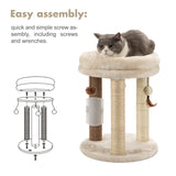 4in1 Small Cat Tree,Scratching Post with Tower Soft Cat Bed