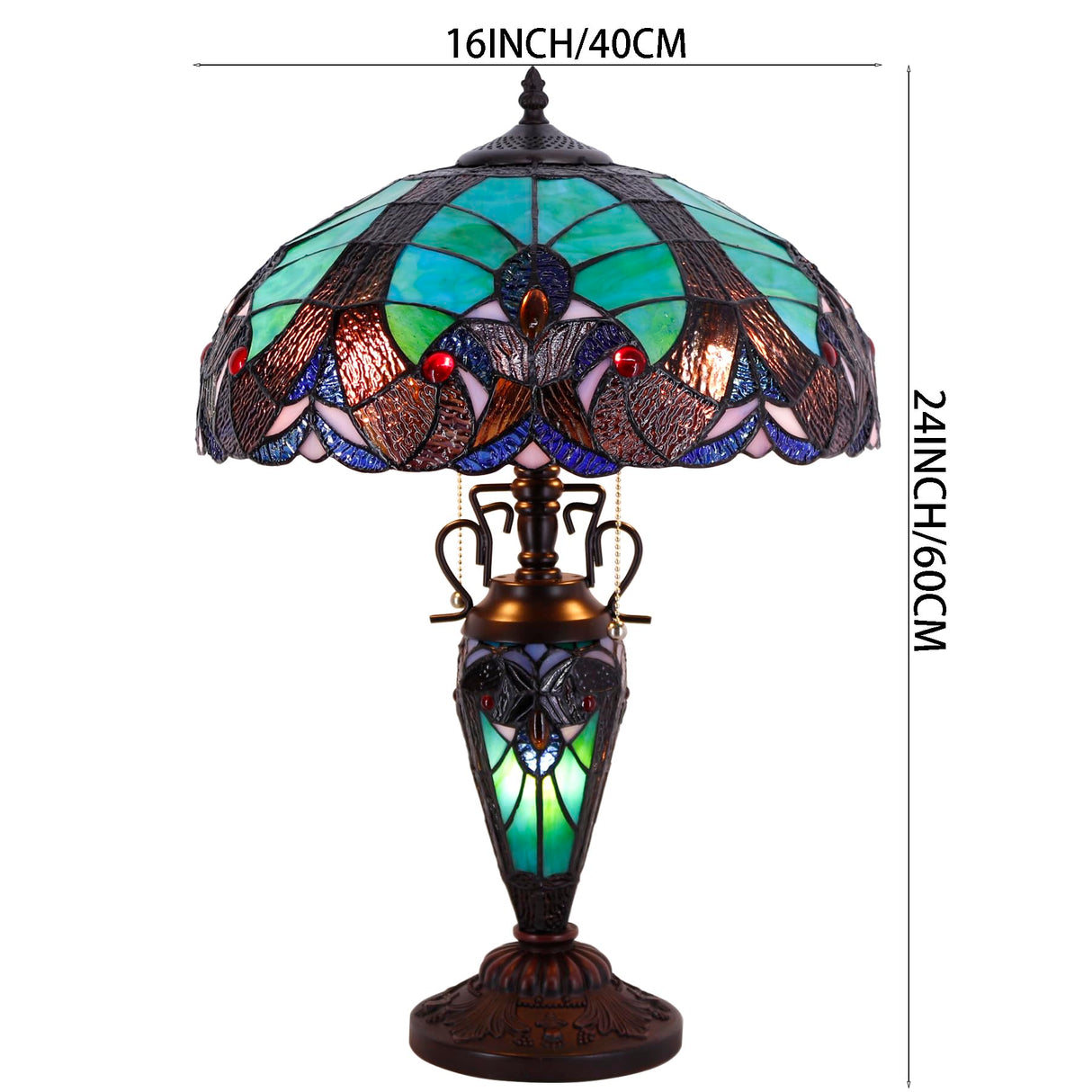 Tiffany Style Table Lamp Green Stained Glass Liaison Mother