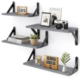 Floating Shelves, Set of 4, Gray Wood Wall Mounted Shelf for Living Room, Bathroom