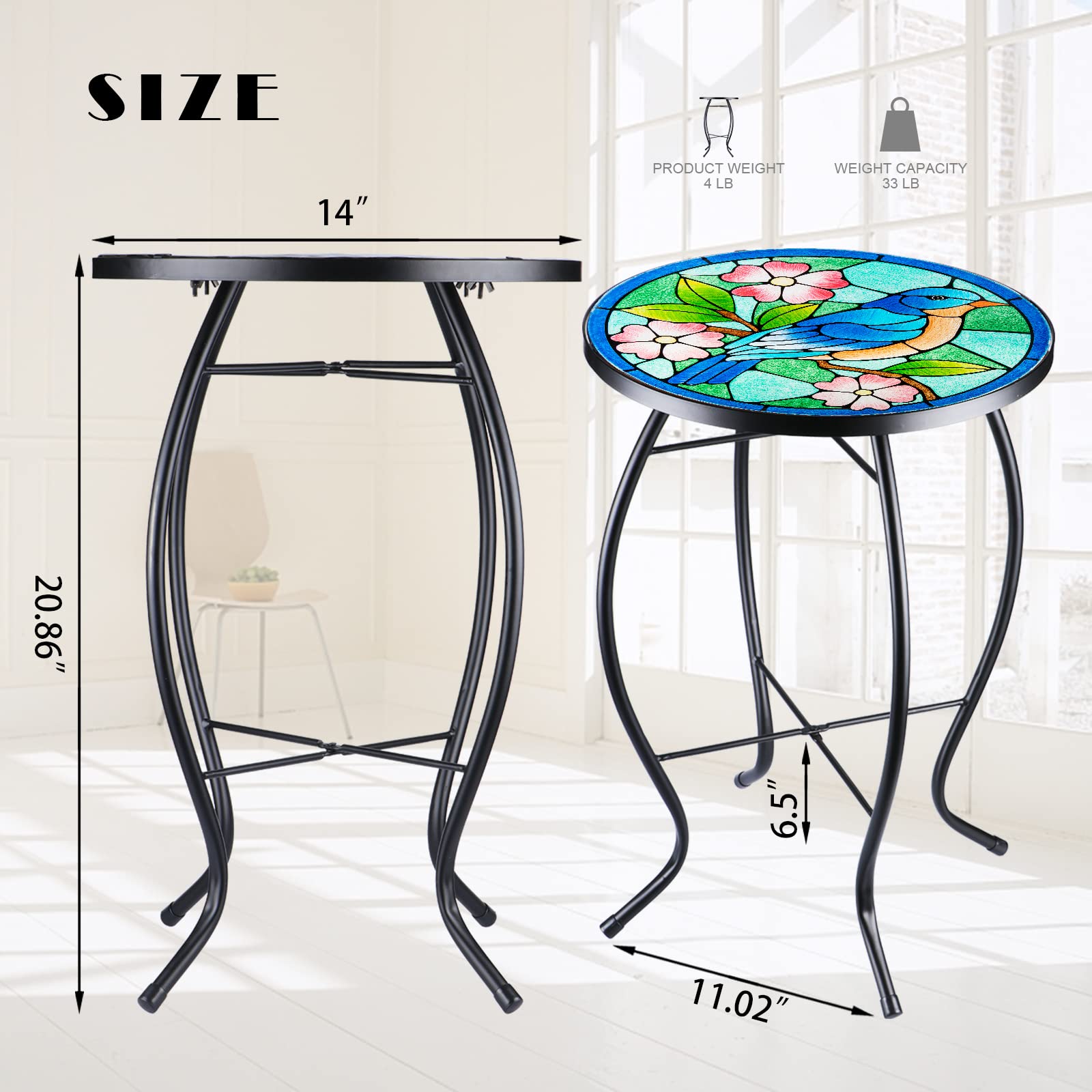 Patio Side Table Outdoor Accent Table Bistro Plant End Table Small Table