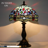 Tiffany Table Lamp Blue Stained Glass Dragonfly Style Bedside Desk