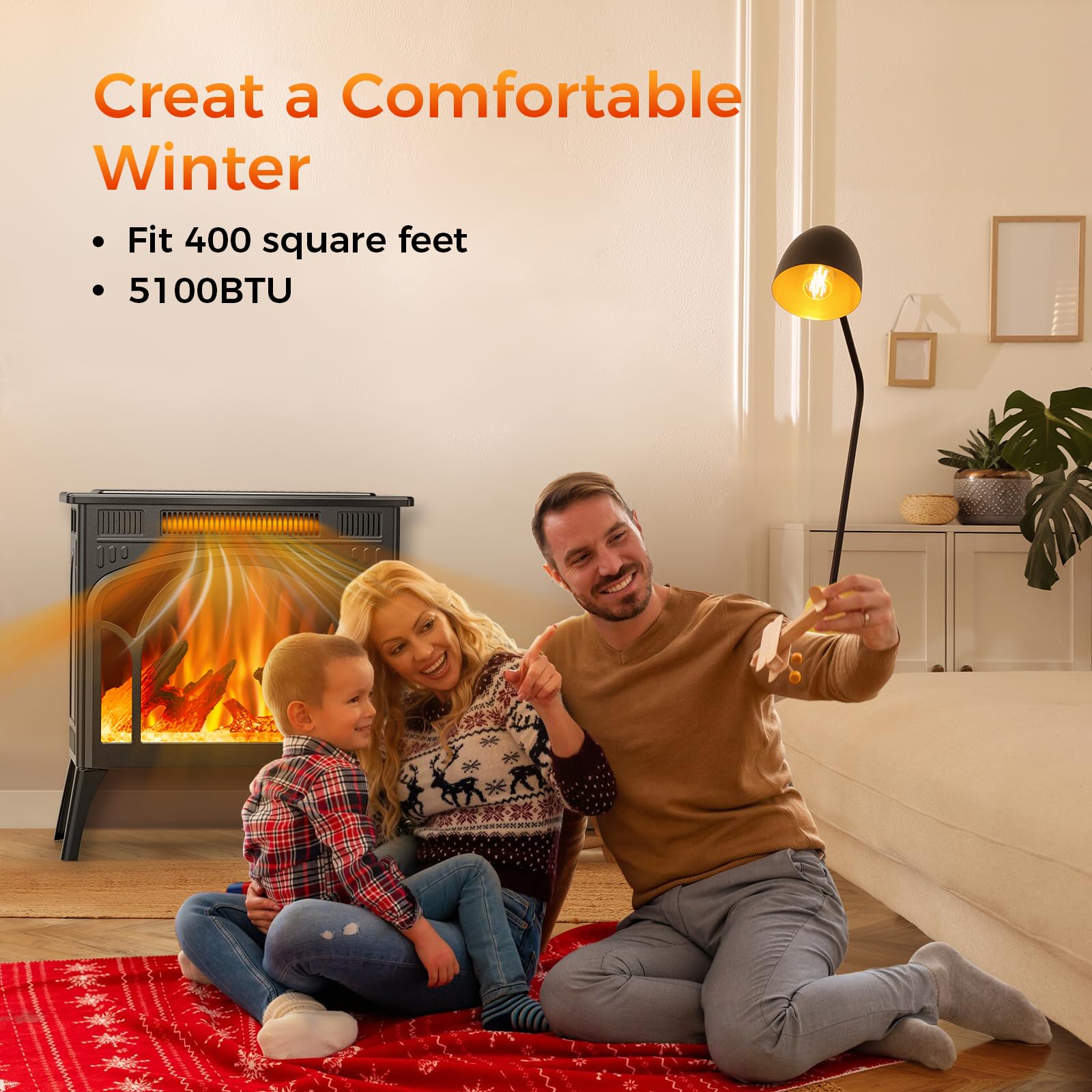 Realistic Flame Electric Fireplace Stove