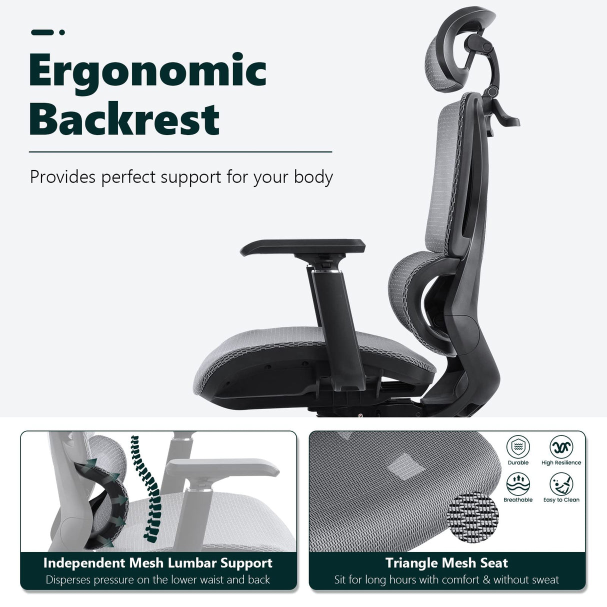 Office Chair, Ergonomic Office Chair with Lumbar Support