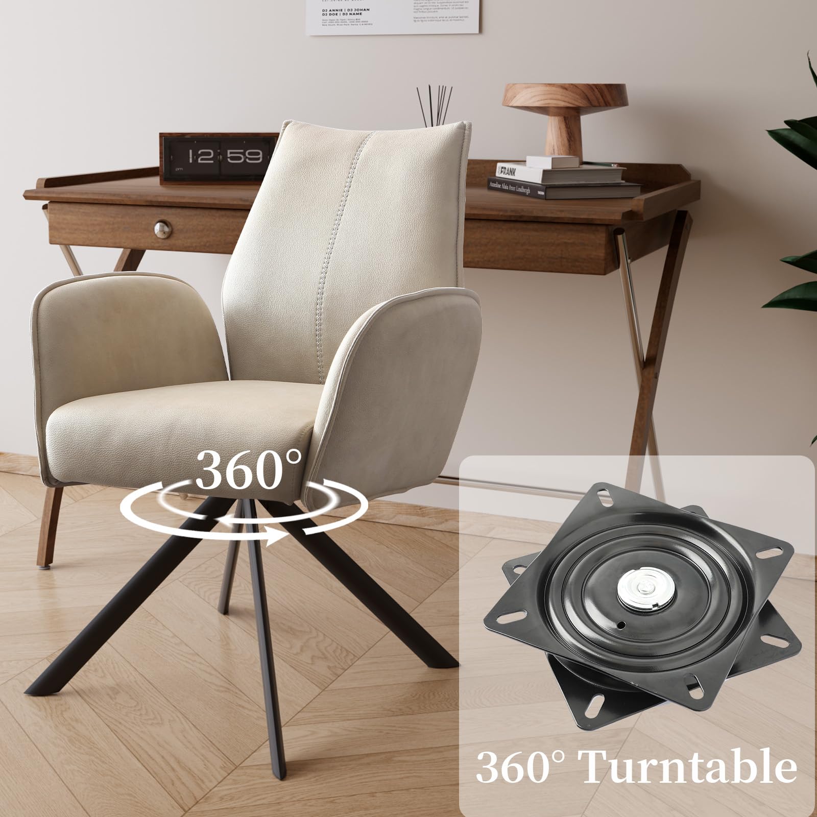 Desk Chair no Wheel, Ergonomic Office Chair Home Office Upholstered Chair
