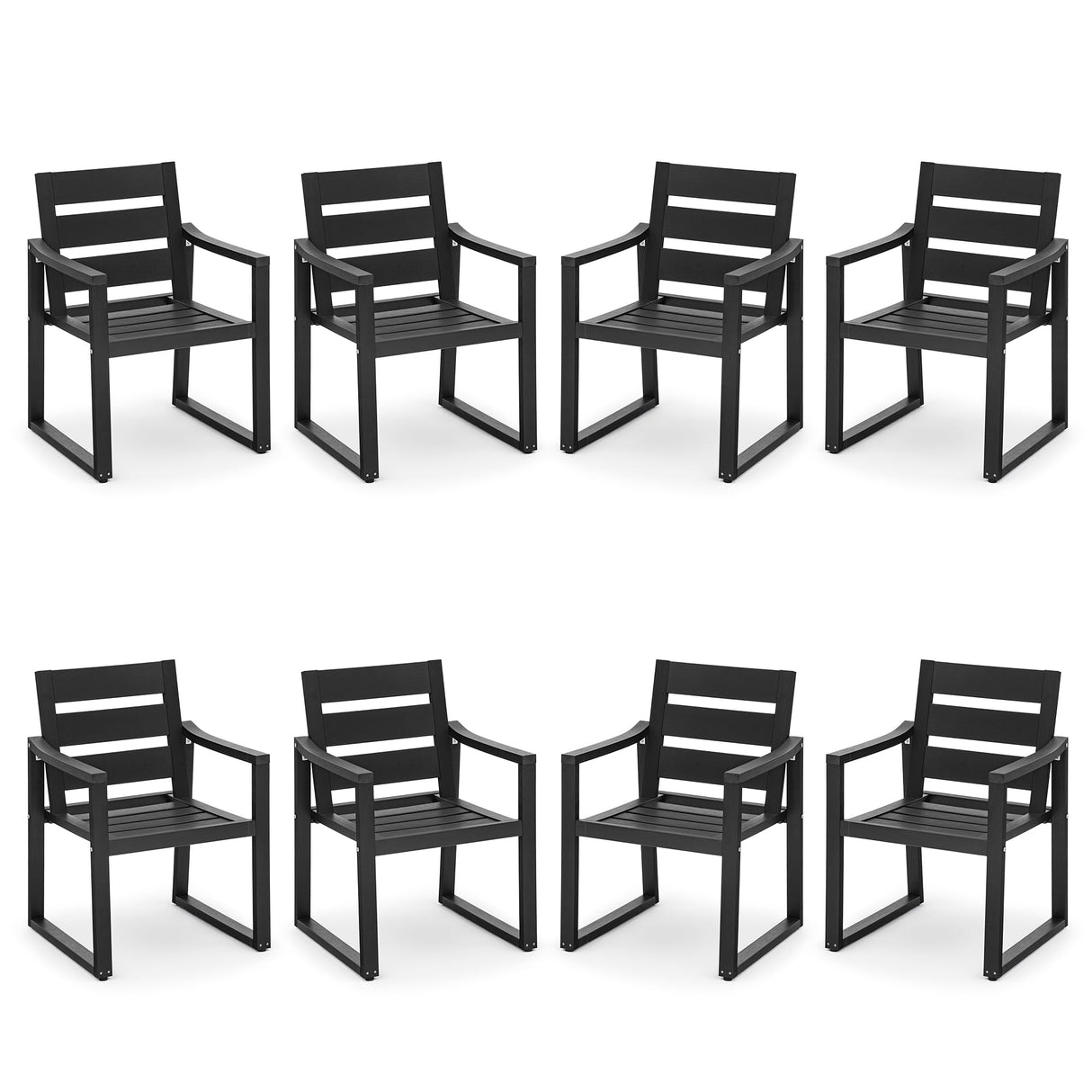 Poly Outdoor Dining Chairs Set of 8, 350LBS