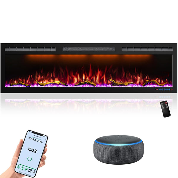 WiFi-Enabled Electric Fireplace Recessed & Wall Mounted