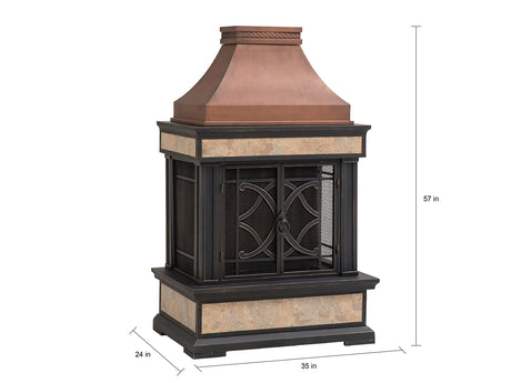 Outdoor Fireplace, Smith Collection Wood Burning Steel with Chimney