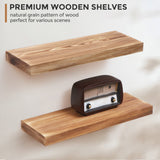 Floating Shelves Wall Mounted Set of 2 - Handcrafted European Pine Natural Rustic