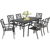 7-Piece Outdoor Wrought Iron Chairs and Table Patio Dining Furniture Set