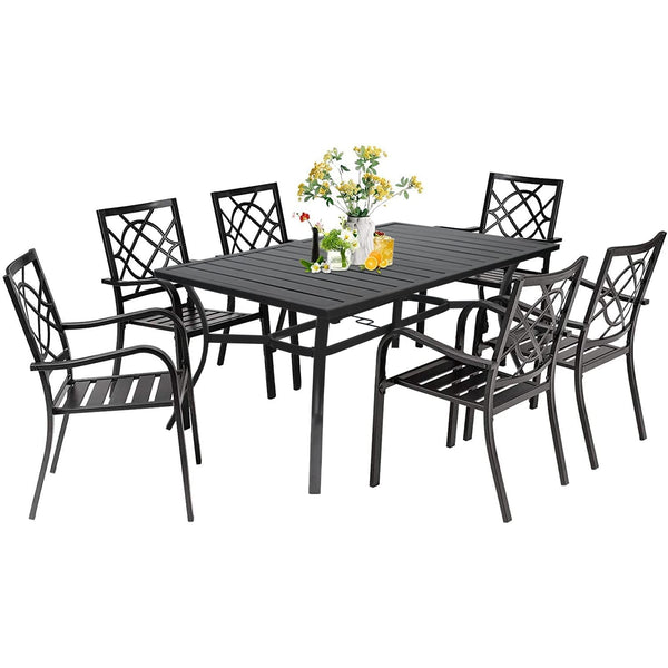 7-Piece Outdoor Wrought Iron Chairs and Table Patio Dining Furniture Set