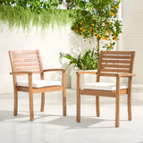 Stackable Patio Dining Chairs Set of 4, Outdoor Acacia Wooden Chairs