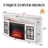 Curved TV Cabinet with 26 Electric Fireplace for TVs up to 65