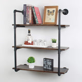 Industrial Floating Shelves Wall Mount,30in Rustic Pipe Wall Shelf,3-Tiers Wall Mount