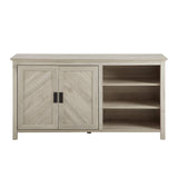 Modern Wood Grooved Buffet Sideboard with Open Storage