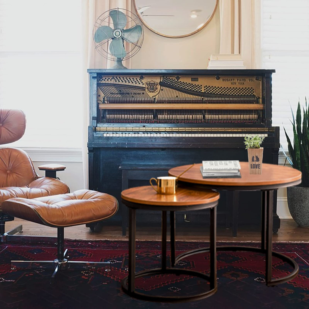 Nesting Coffee Table Rustic Brown 2 Sets for Small Place