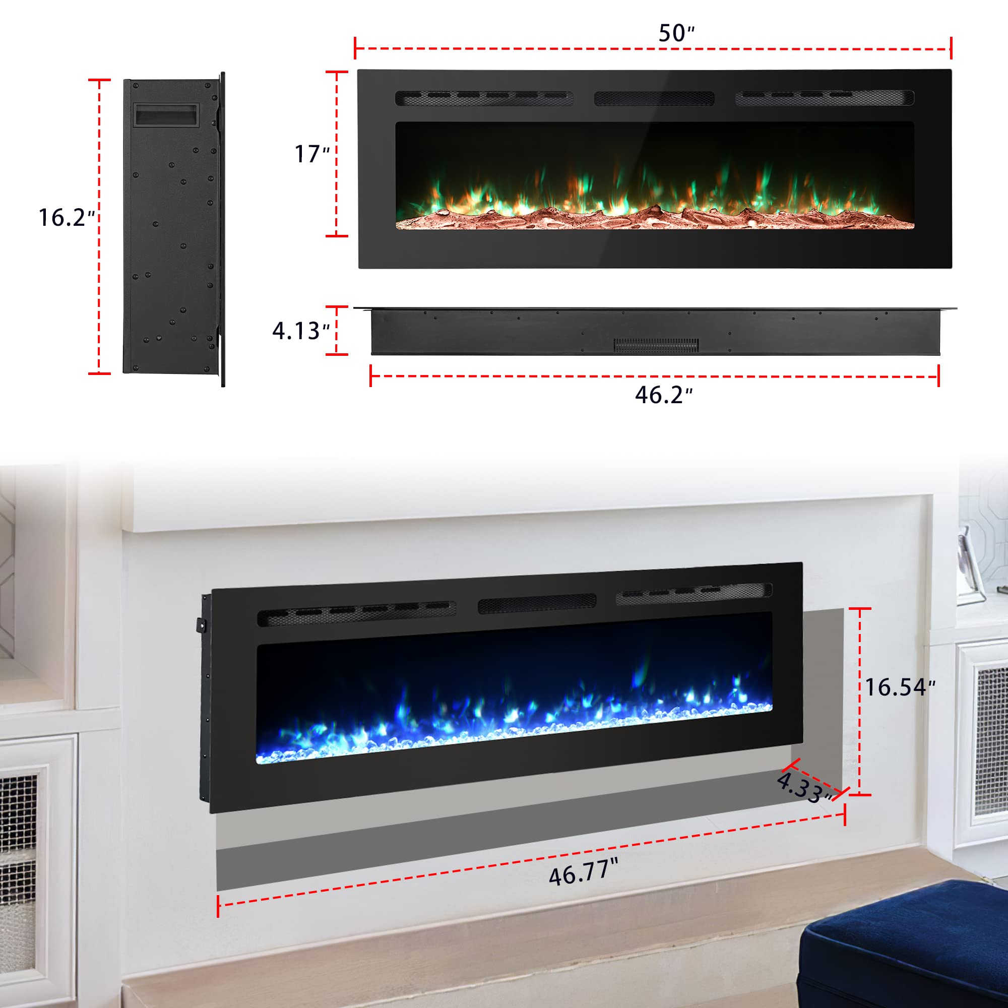 Electric Fireplace Inserts 50 inch Electric Fireplace