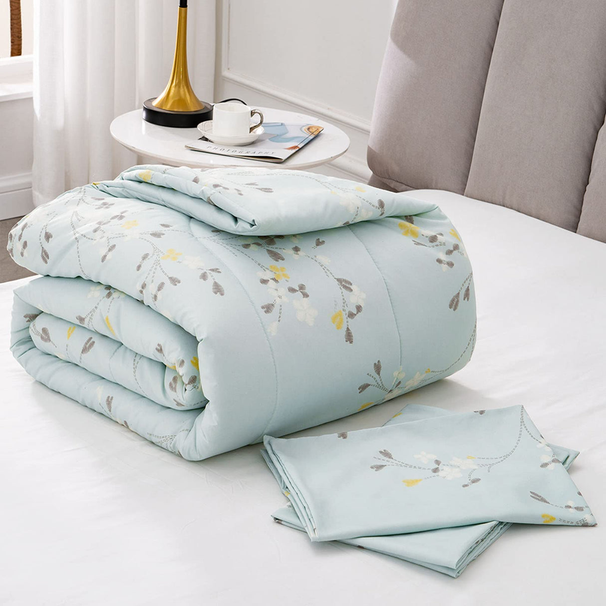 3-Piece Floral Queen Comforter Set, Microfiber Bedding Down Alternative Comforter