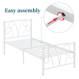 Twin Bed Frame with Headboard, Metal Platform Bed Frame with 12 Inch Storage Space