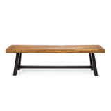 Carlisle Outdoor Acacia Wood and Rustic Metal Bench