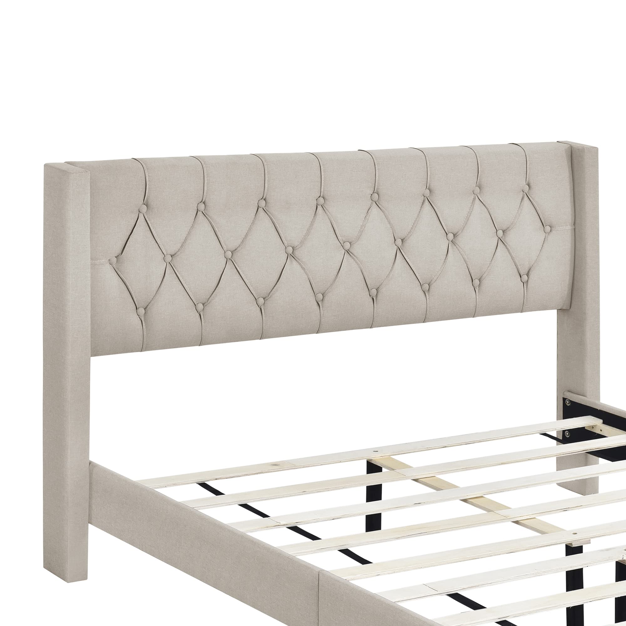 4 Pieces Bedroom Furniture Set, Queen Size Upholstered Bed with Storage Bench and 2 Nightstands