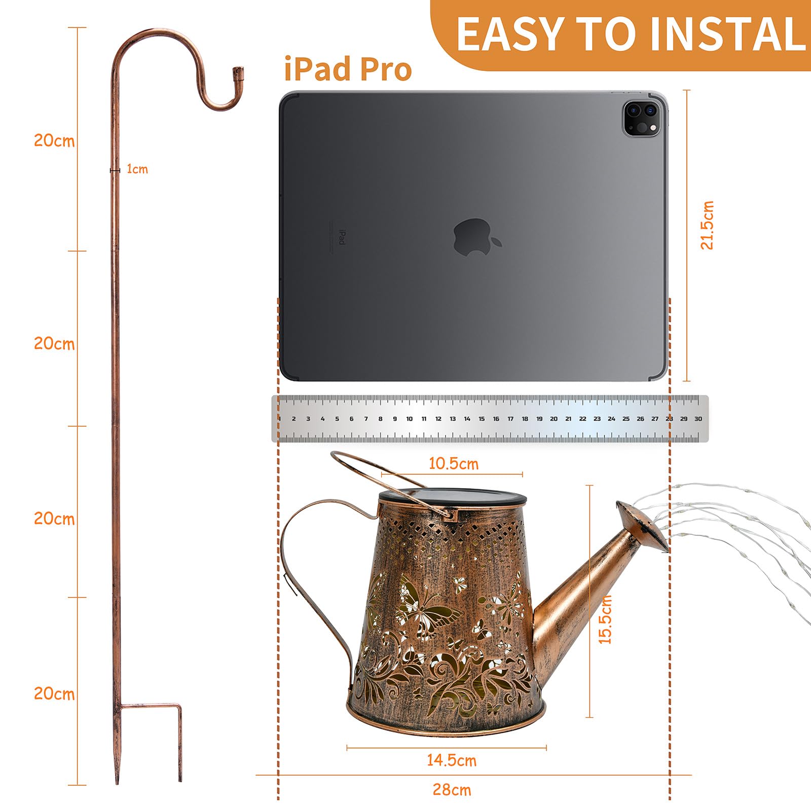 Solar Outdoor Lights, 90 LEDs Watering Can with Solar Powered Lights Outdoor